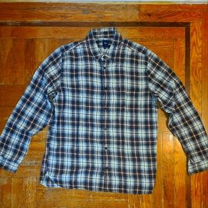 Men's long sleeve flannel shirt men Large button